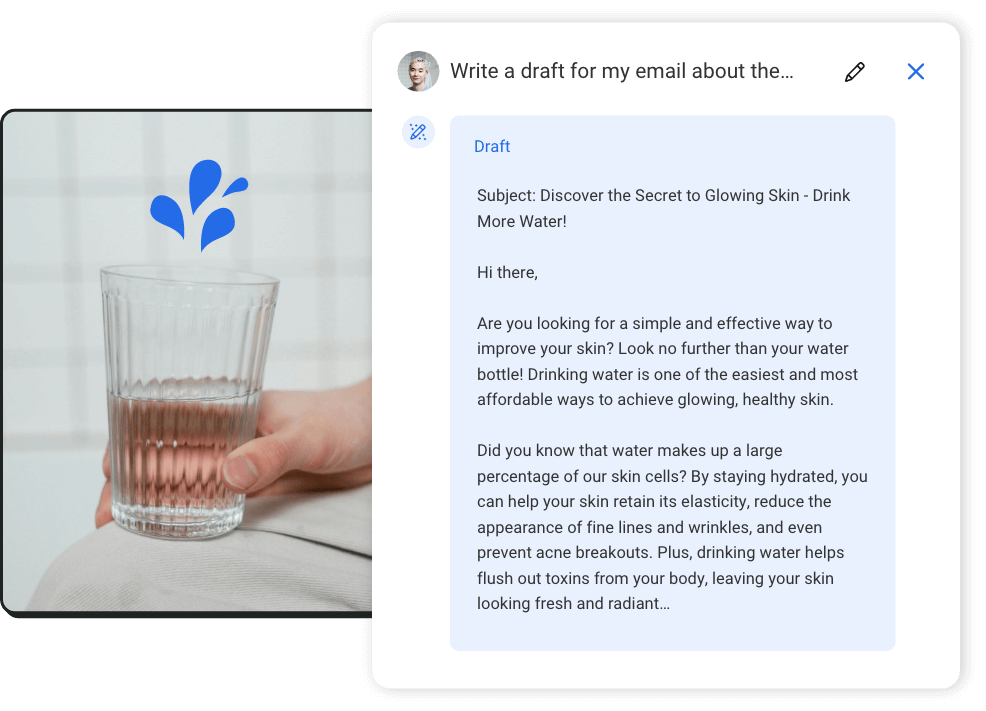 AWeber AI draft of an email about the benefits of drinking more water