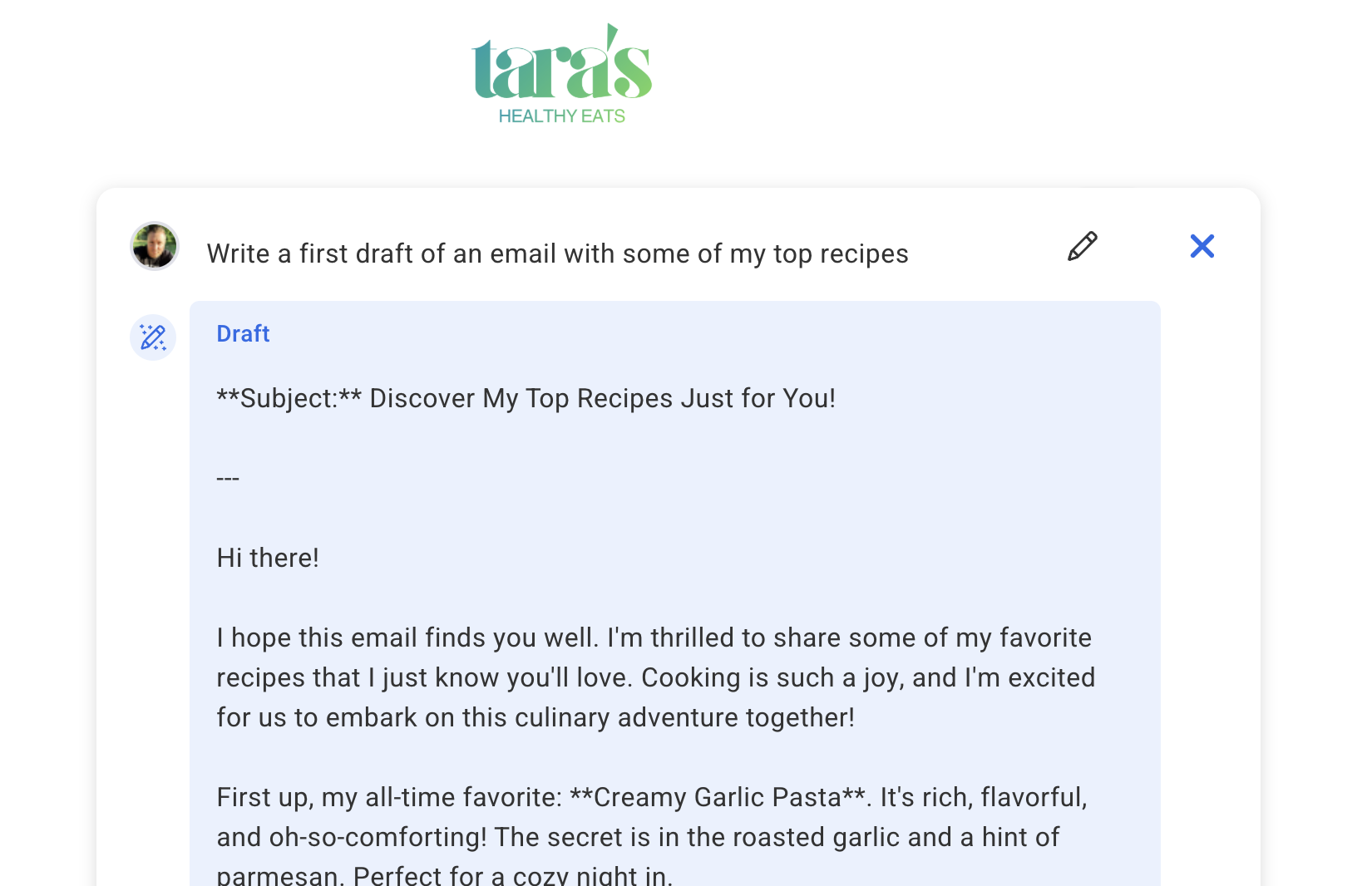 AI Email Writer interface