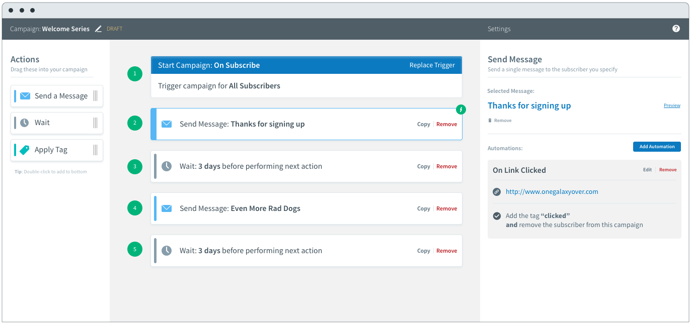 AWeber's Campaigns builder