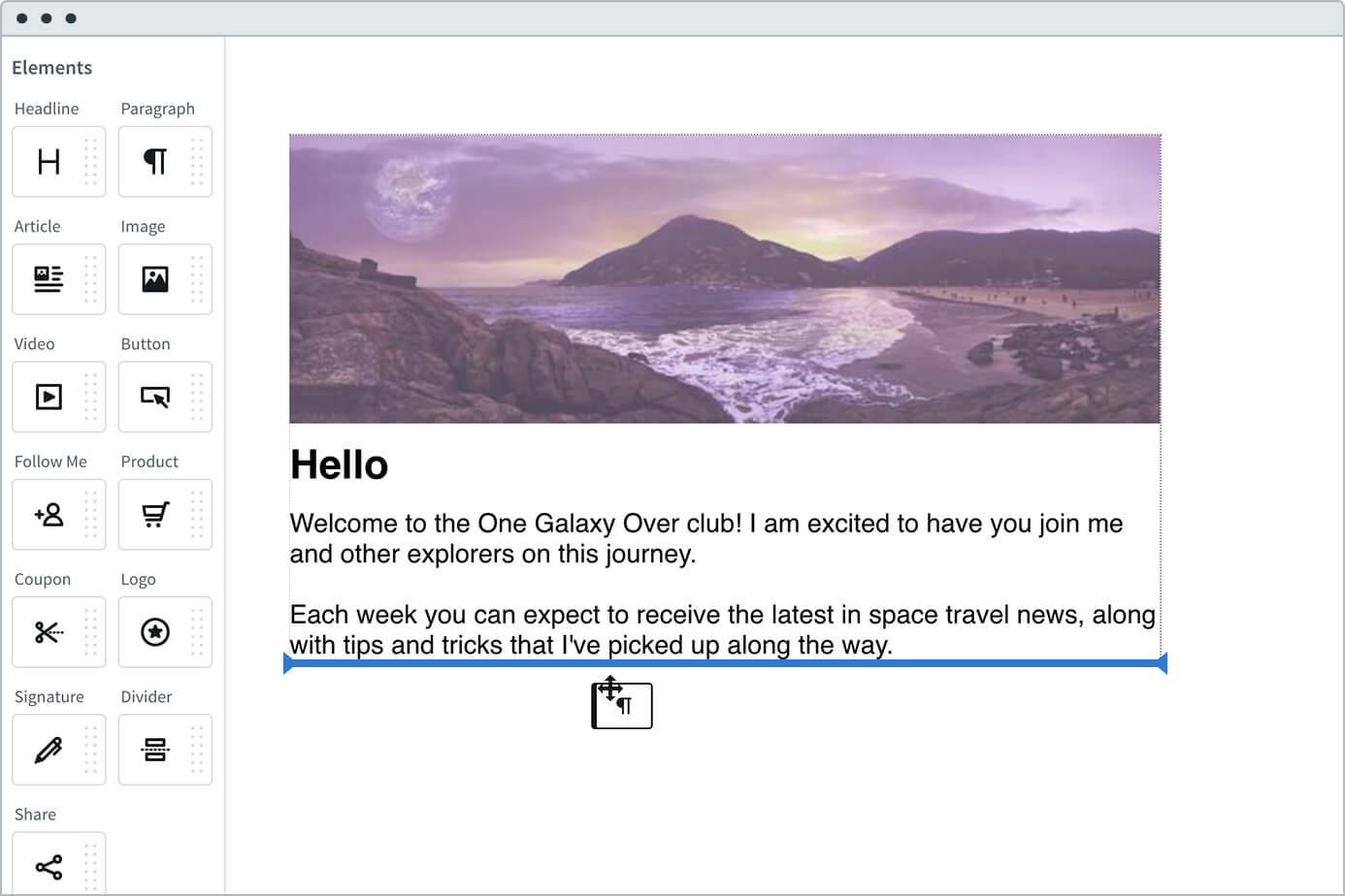Drag and drop email editor