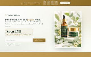 Skincare bundle offer with a countdown timer