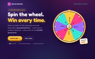 Spin-to-win giveaway page