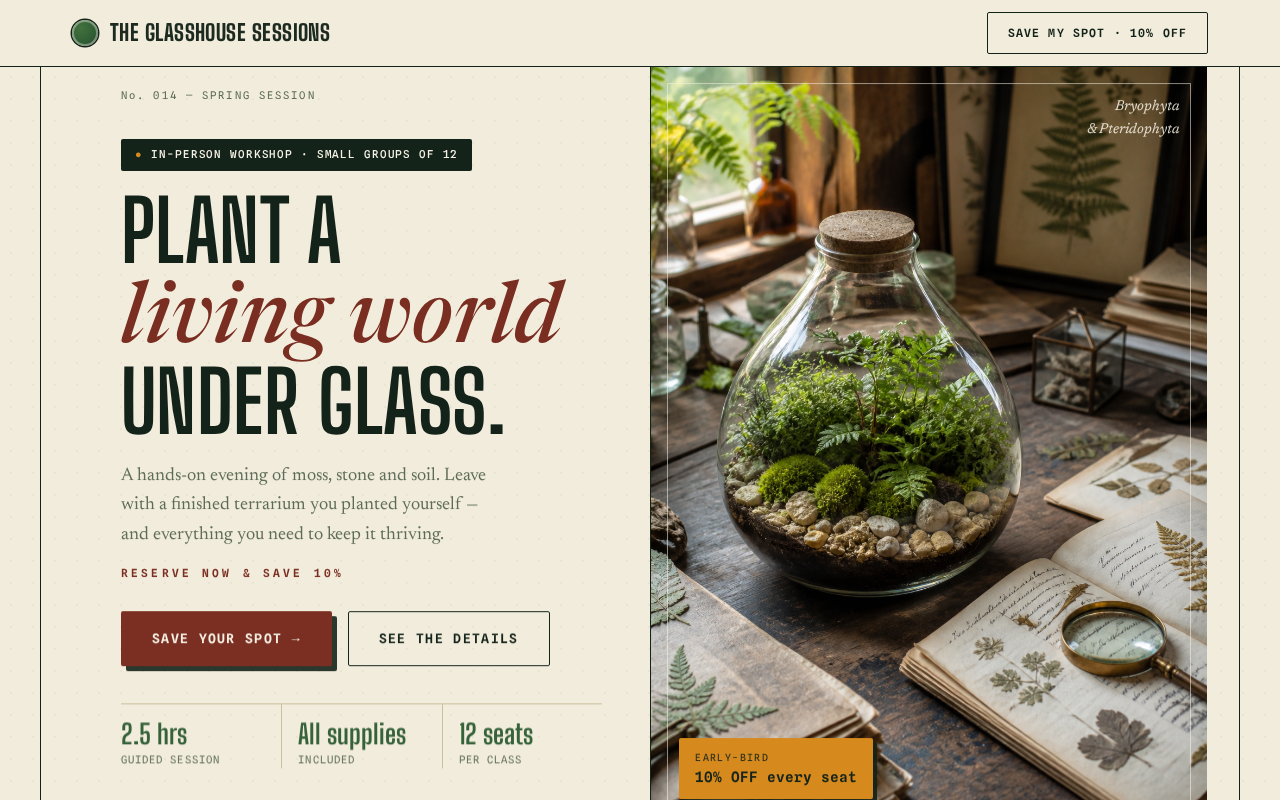Terrarium workshop registration