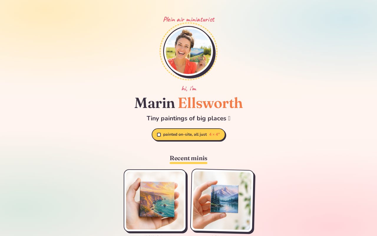 Link-in-bio page for a painter