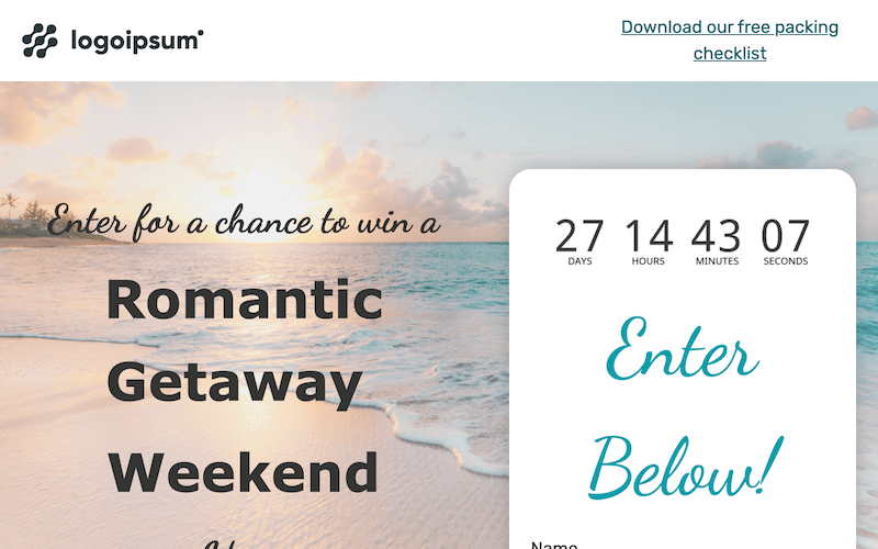 Contest Countdown Landing Page Template | AWeber