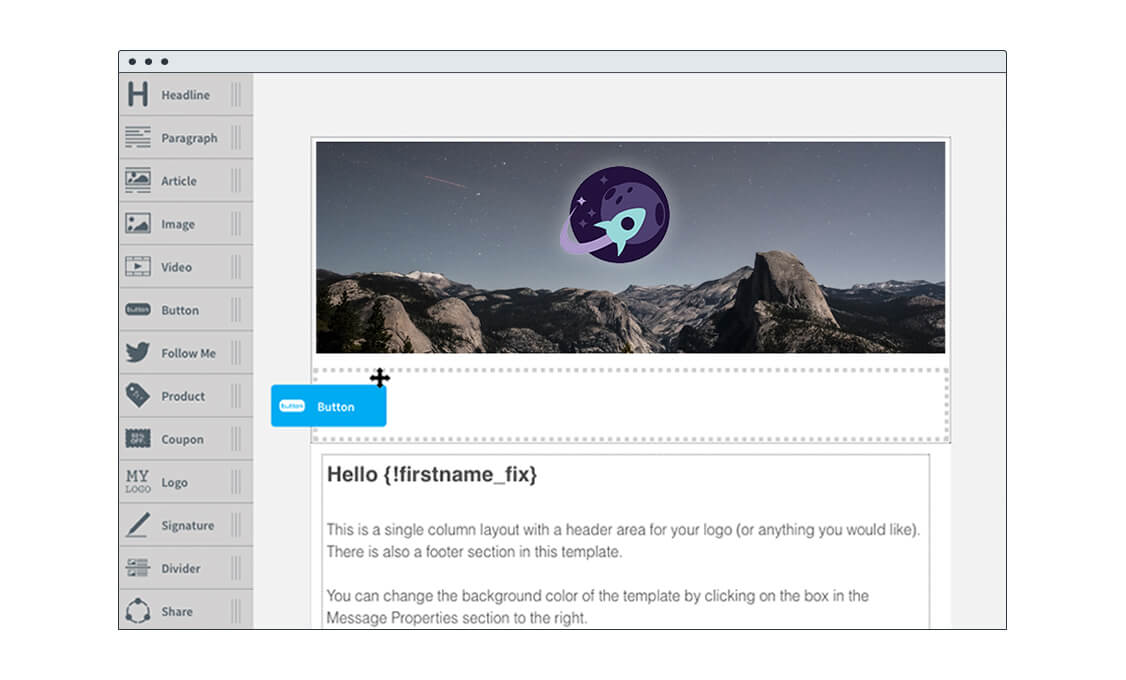Drag and drop email editor