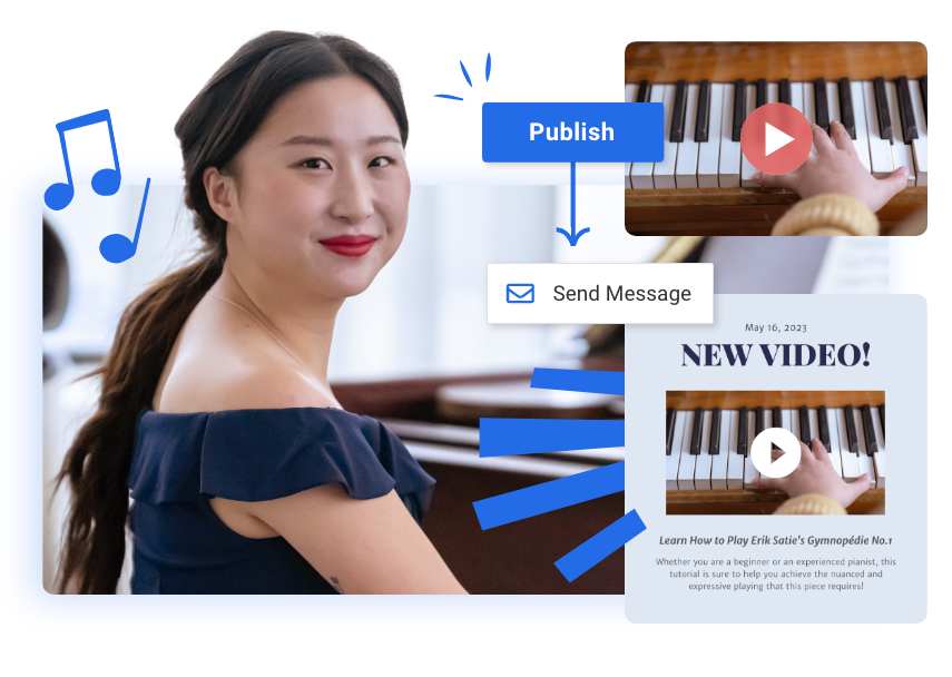 Pianist using Youtube email automations