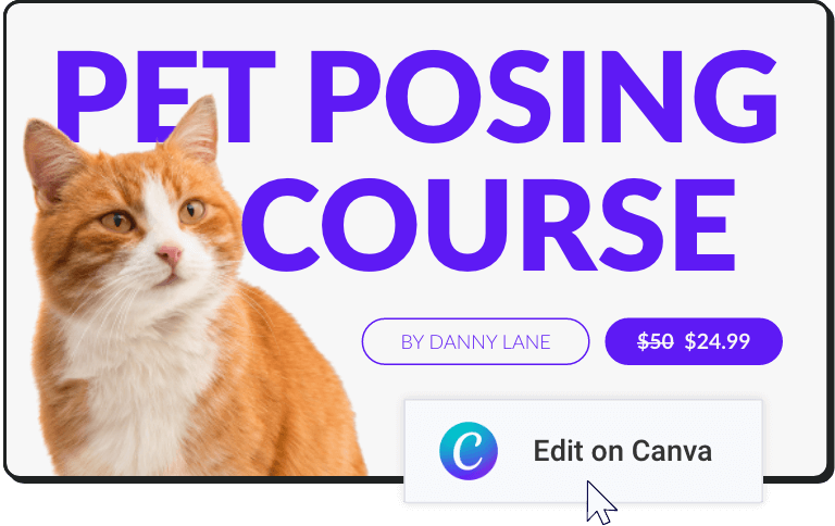 Image for pet posing course designed in Canva