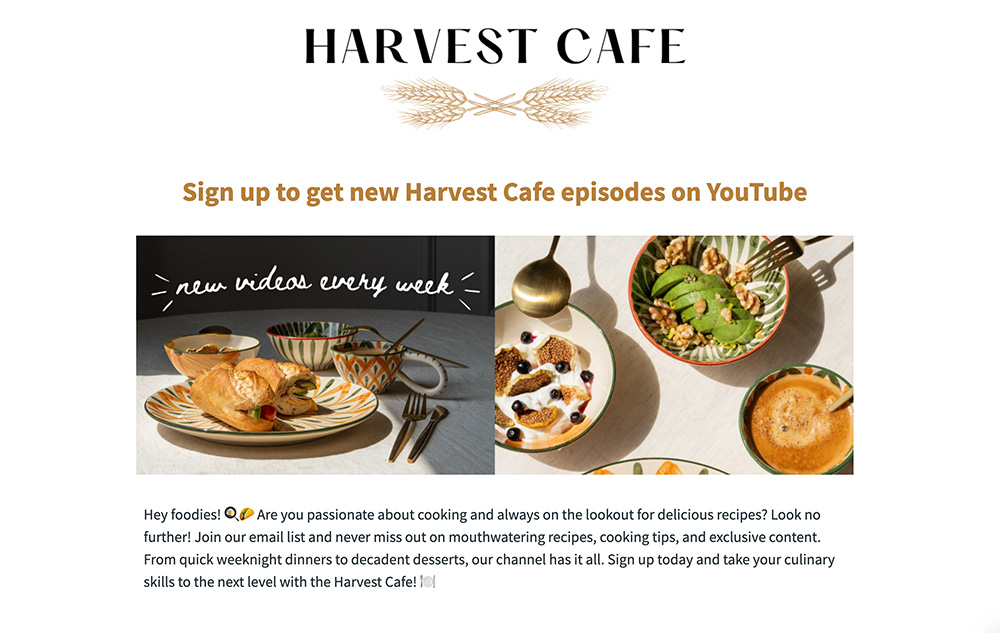 YouTube Show Sign Up Page preview