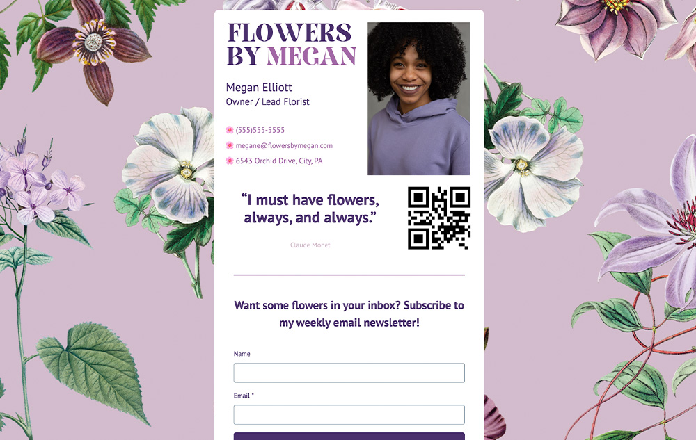 Virtual Business Card for Florist preview
