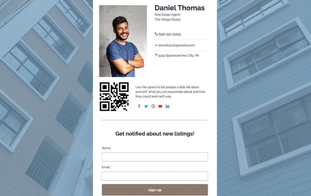 Virtual Business Card for Real Estate Agent preview