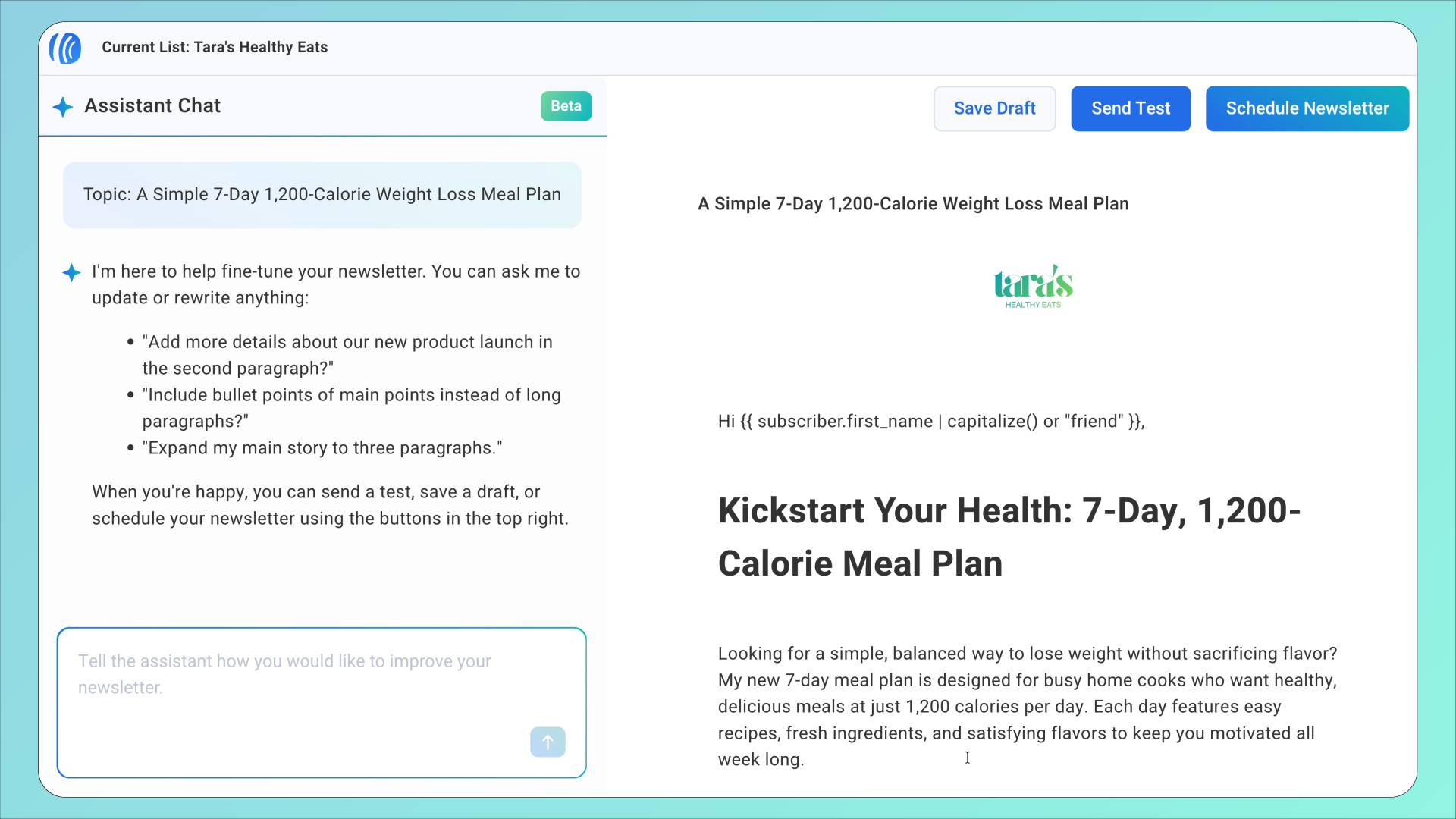 Newsletter Assistant - Newsletters Drafted in Your Voice